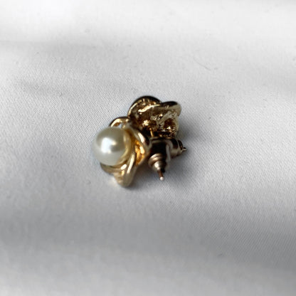 Pearl Studs with a Gold Twist